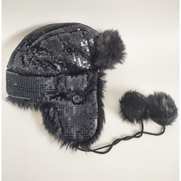 Betsey Johnson Accessories - Y2K Betsey Johnson Winter Hat Faux Fur Sequins Shiny Glam Flashy Party Pom Poms